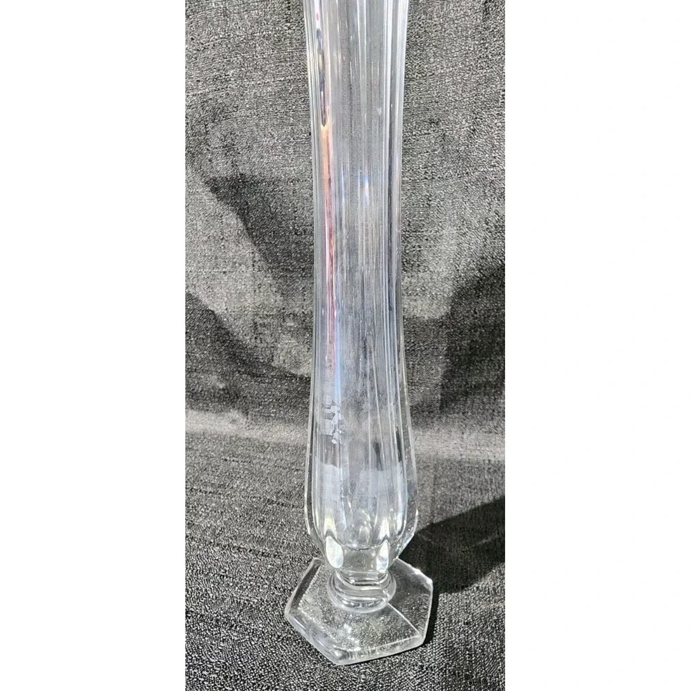 Vintage Clear‎ Ribbed Swung Stretch Glass Vase 12